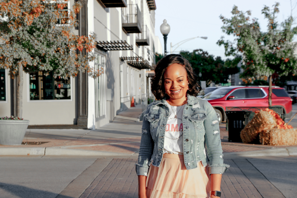 Fashion denim and ruffles outfit